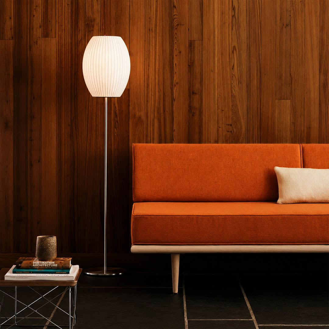 Perla silk bubble floor lamp boutique hotel lounge hospitality commercial mid century modern warm ambient sculptural lifestyle interior