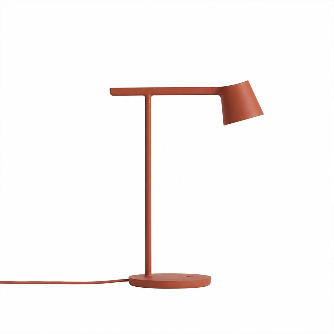 Perno table lamp red matte adjustable reading task 15.7 inch aluminum body acrylic opal diffuser rotatable head modern minimalist white background
