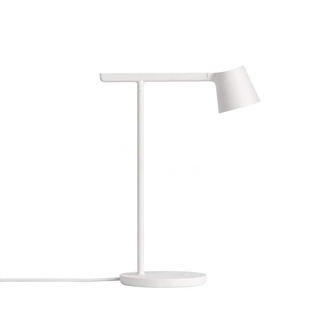 Perno table lamp white matte adjustable reading task 15.7 inch aluminum body acrylic opal diffuser rotatable head modern minimalist white background