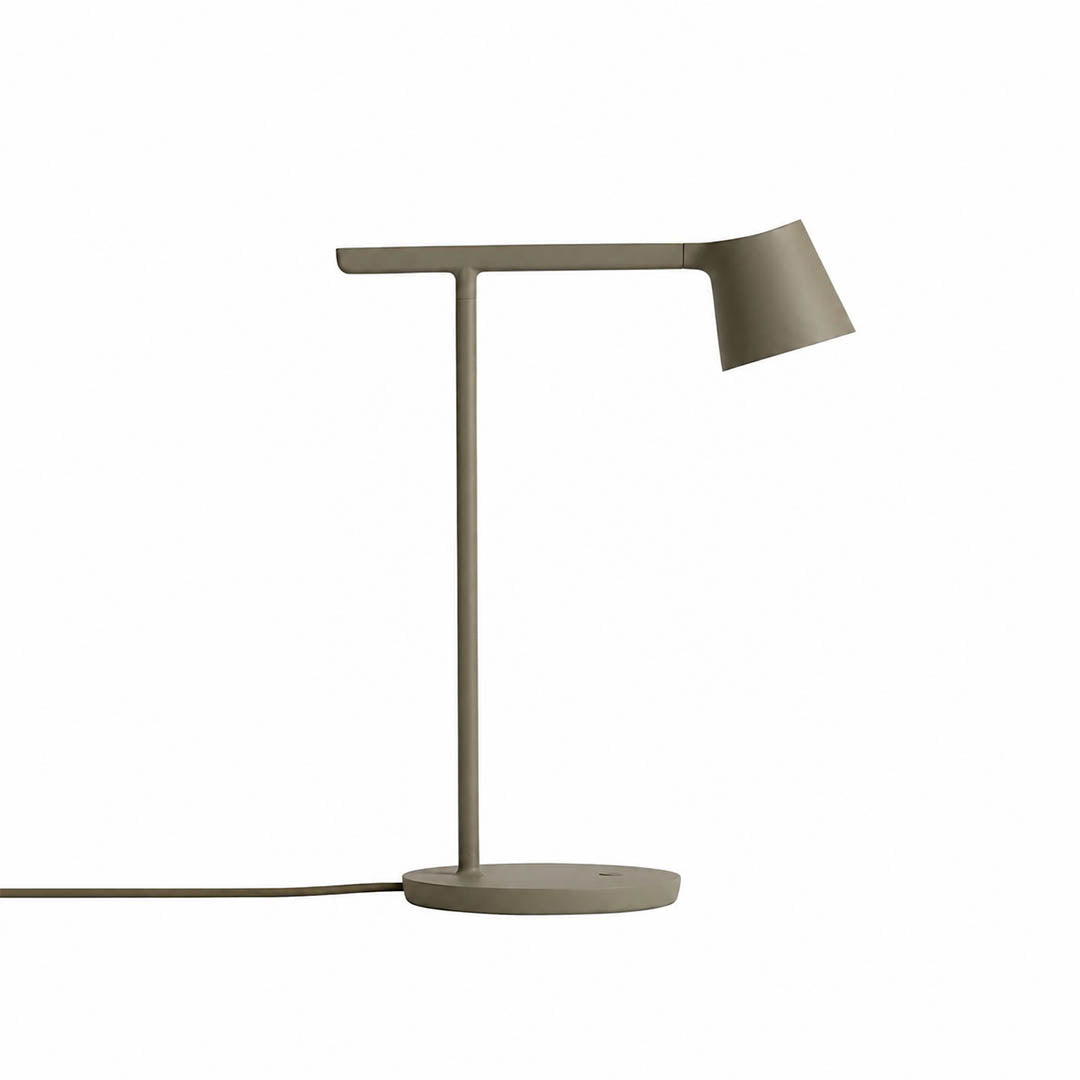 Perno table lamp olive green matte adjustable reading task 15.7 inch aluminum body acrylic opal diffuser rotatable head modern minimalist white background