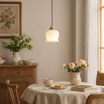 Petite mini brass pendant light in entryway foyer welcoming home modern classic interior