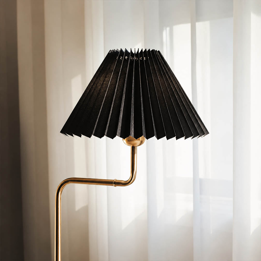 Pia pleated table lamp pleated fabric shade texture detail close up stylish craftsmanship