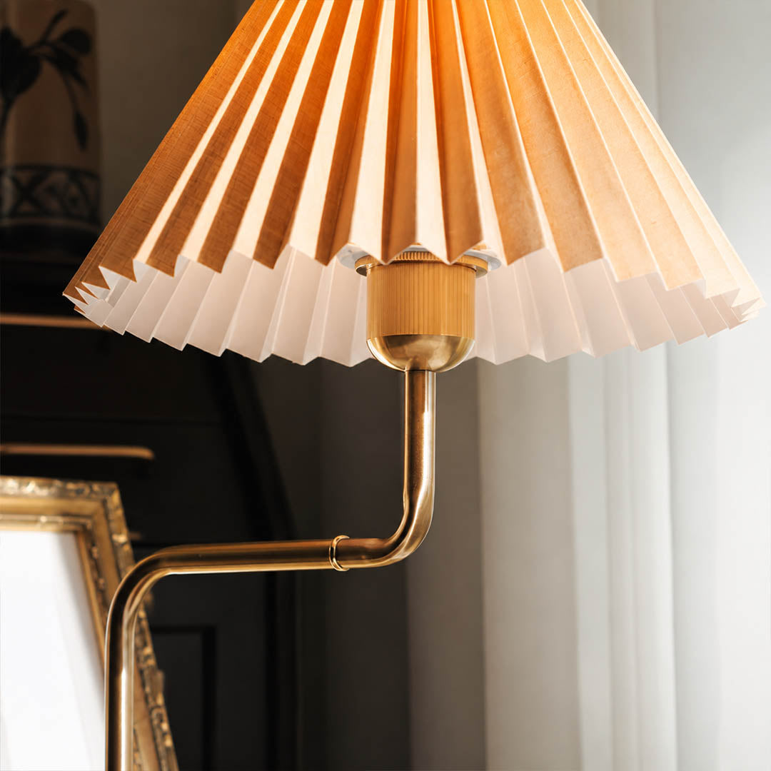 Pia pleated table lamp pleated fabric shade texture detail close up stylish craftsmanship