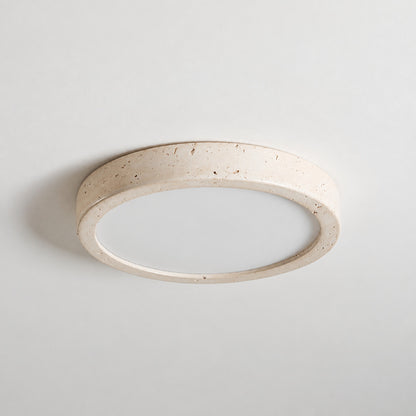Piana travertine ceiling light ultra slim flush mount low profile side silhouette ceiling detail