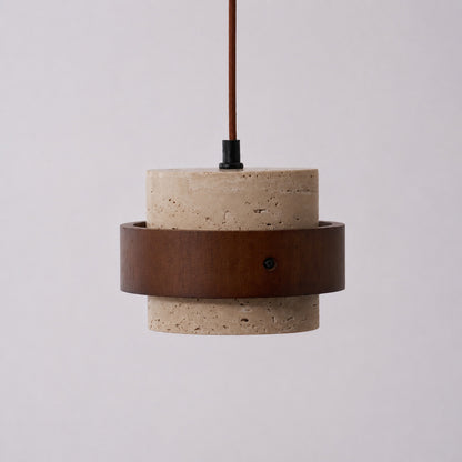 Pietra travertine pendant light minimalist cylindrical silhouette compact shape detail