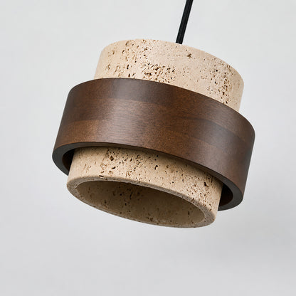 Pietra travertine pendant light yellow travertine natural stone veining porous texture detail close up unique