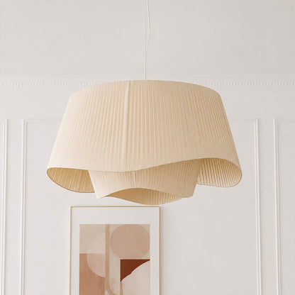 Plisse pleated pendant light hand pleated plisse fabric texture folds craftsmanship detail close up premium