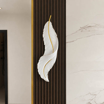 Plume feather wall sconce white gold pair entryway console table foyer art deco symmetrical illuminated glam American home lifestyle interior