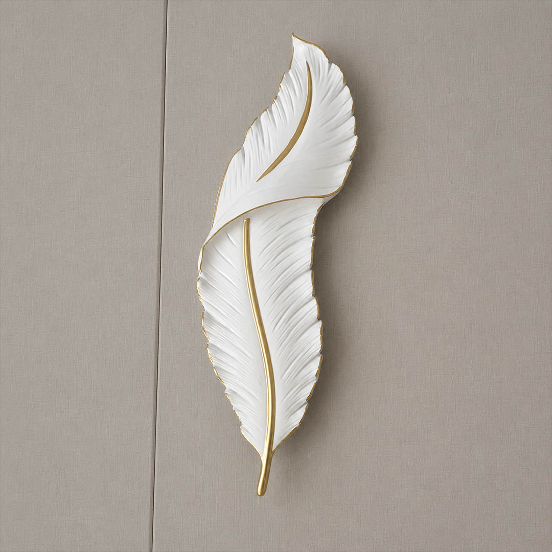 Plume feather wall sconce sculptural feather texture resin handcrafted detail intricate art deco carved close up premium unique