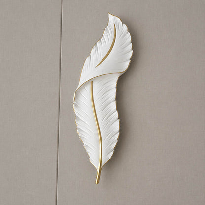 Plume feather wall sconce sculptural feather texture resin handcrafted detail intricate art deco carved close up premium unique