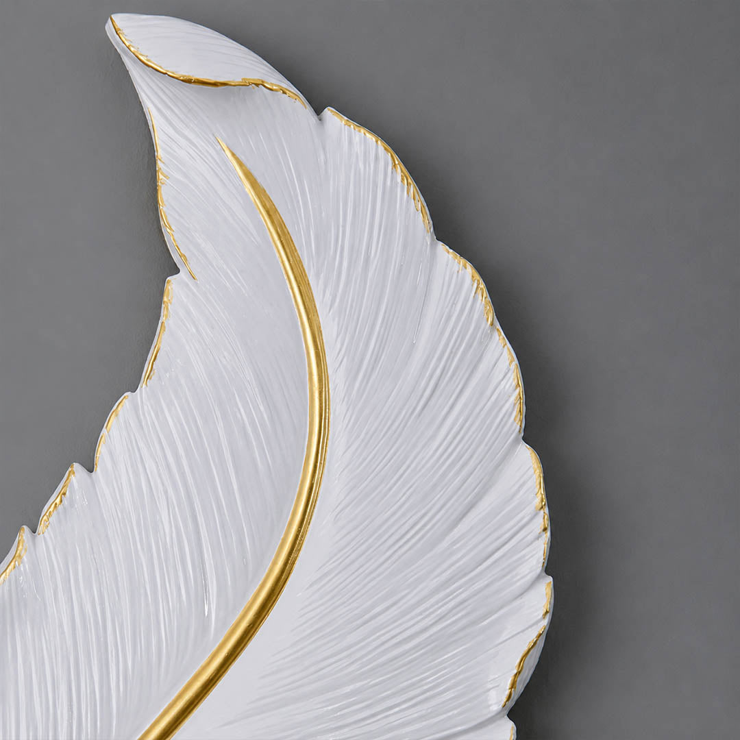 Plume feather wall sconce sculptural feather texture resin handcrafted detail intricate art deco carved close up premium unique