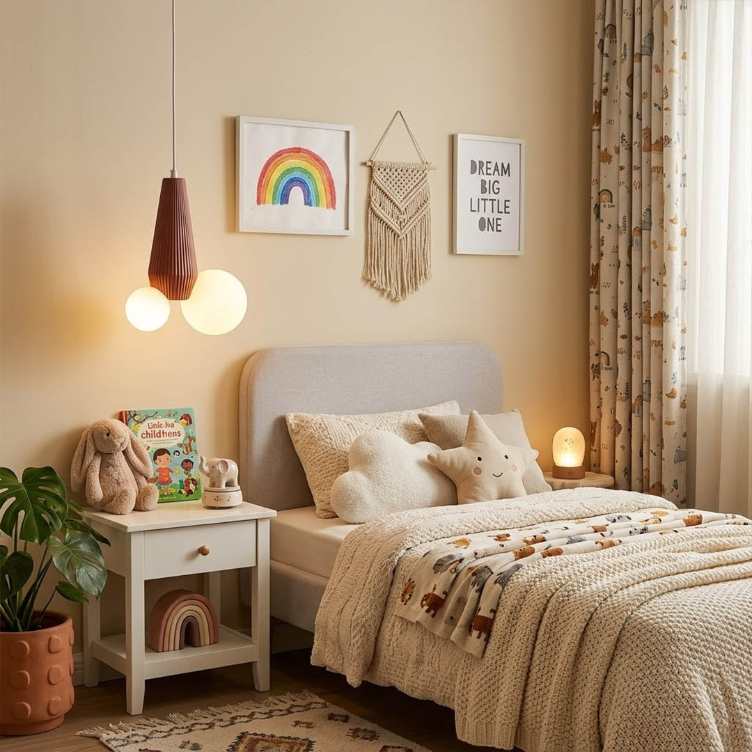 Pop colorful mini pendant light in kids room warm playful interior