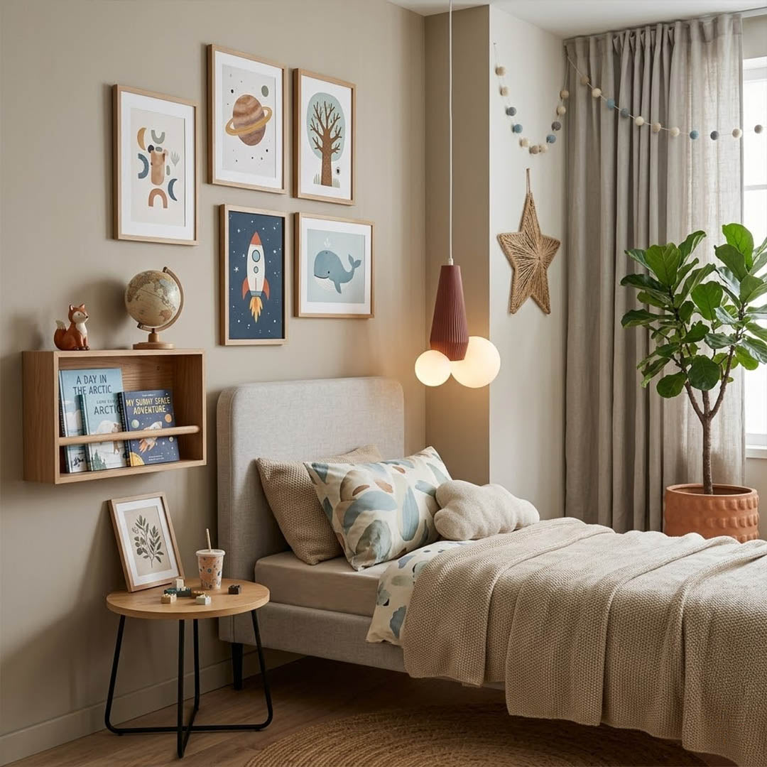 Pop colorful mini pendant light in kids room warm playful interior