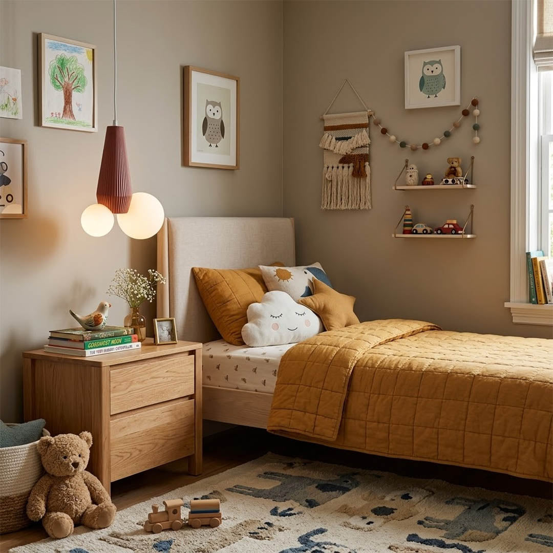 Pop colorful mini pendant light in kids room warm playful interior
