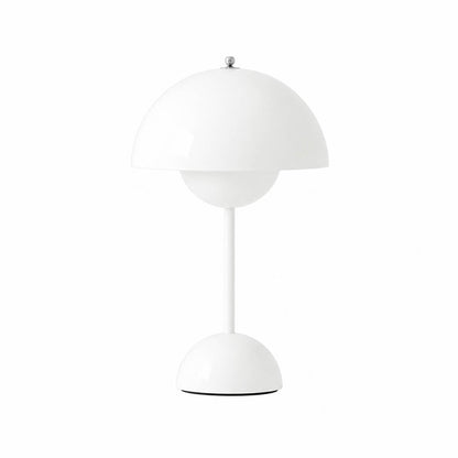 Poppy VP9 style cordless mushroom table lamp Matte White minimalist Mid Century designer tribute white background