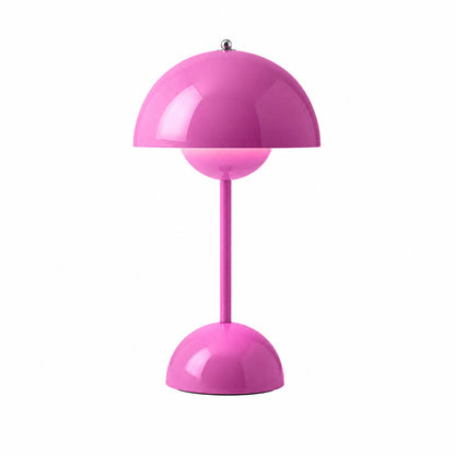 Poppy VP9 style cordless mushroom table lamp Mid Century designer tribute touch dimming rechargeable white background