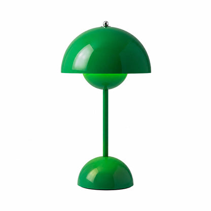 Poppy VP9 style cordless mushroom table lamp Mid Century designer tribute touch dimming rechargeable white background