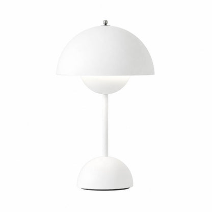 Poppy VP9 style cordless mushroom table lamp Matte White minimalist Mid Century designer tribute white background