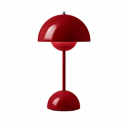 Poppy VP9 style cordless mushroom table lamp Mid Century designer tribute touch dimming rechargeable white background