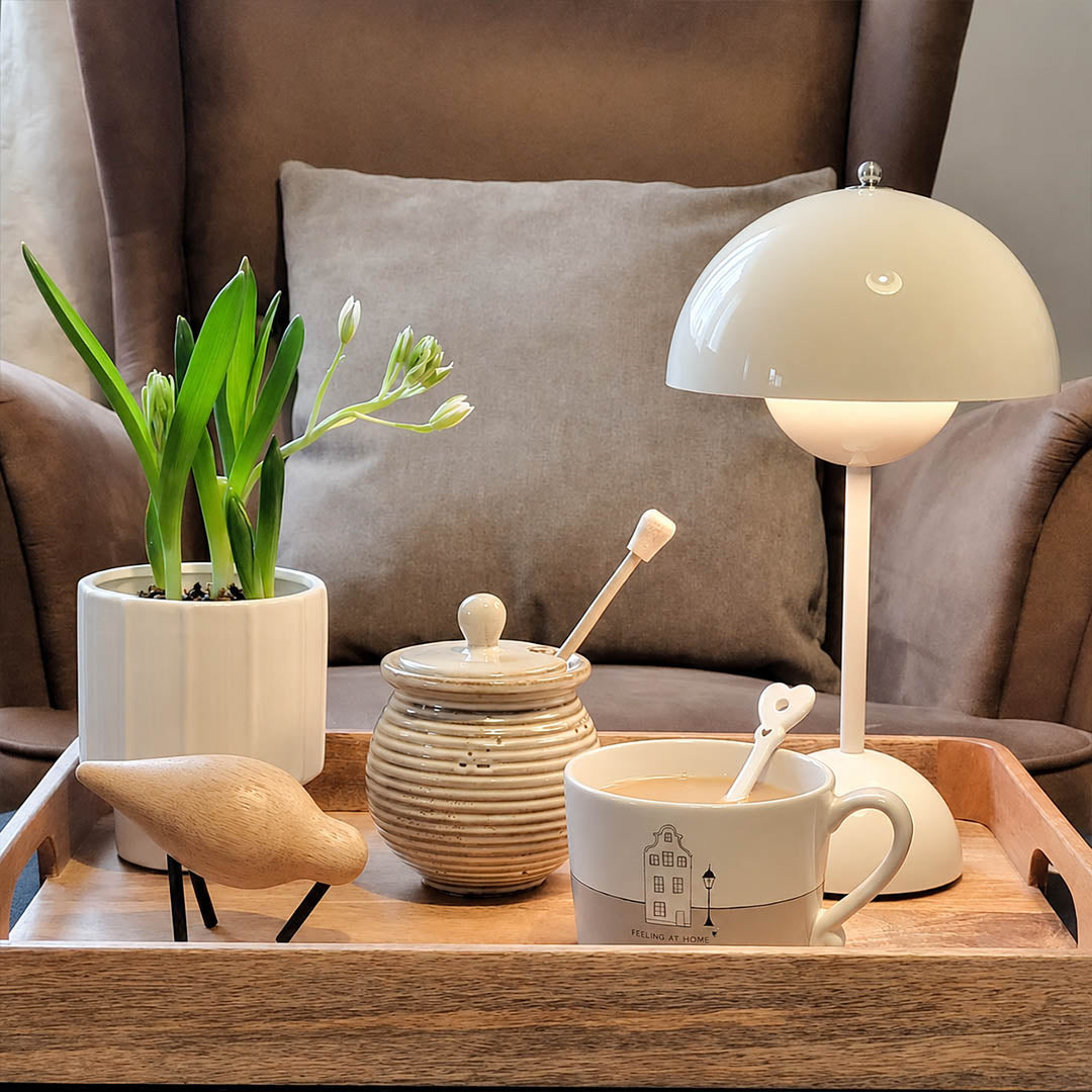Poppy Matte Black VP9 cordless mushroom lamp living room modern minimalist Mid Century designer accent warm glow lifestyle