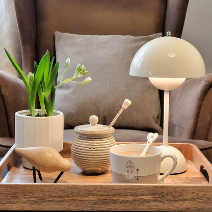 Poppy Matte Black VP9 cordless mushroom lamp living room modern minimalist Mid Century designer accent warm glow lifestyle