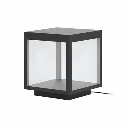 Large 15.7-inch hardwired Quadro outdoor post light framing a driveway entrance