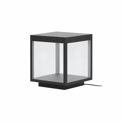 Small 9.8-inch hardwired Quadro outdoor post light on a low garden wall