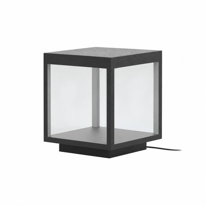 Medium 11.8-inch hardwired Quadro outdoor post light on a patio pillar
