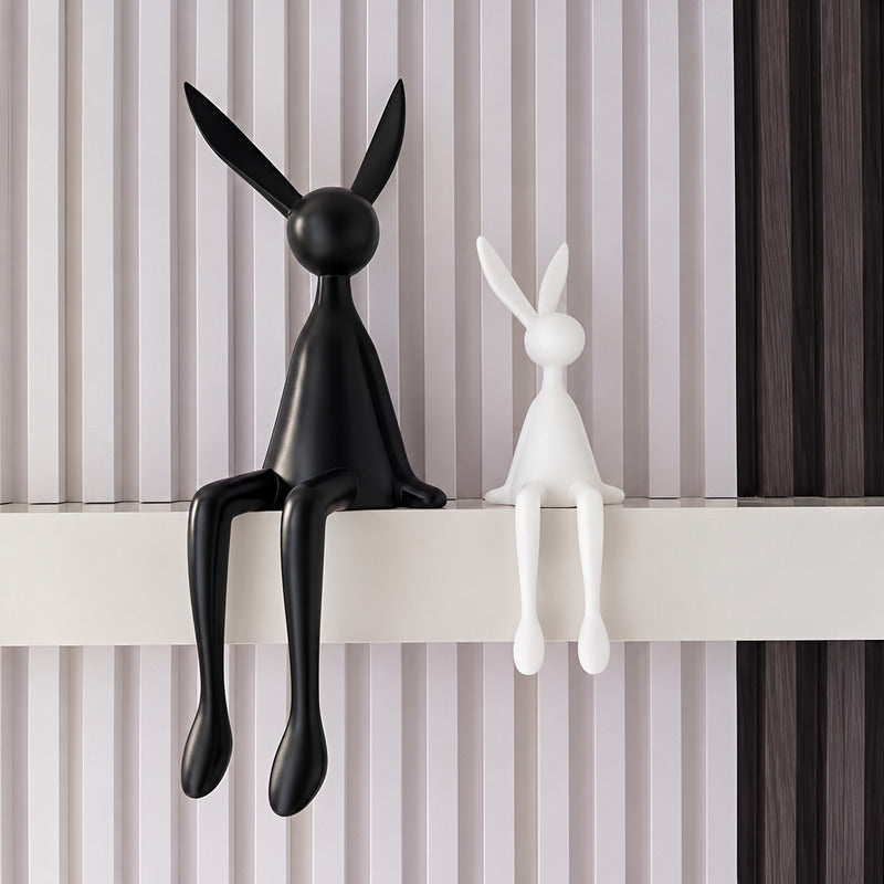 Rabbit resin sculpture bringing personality to a modern office reception area