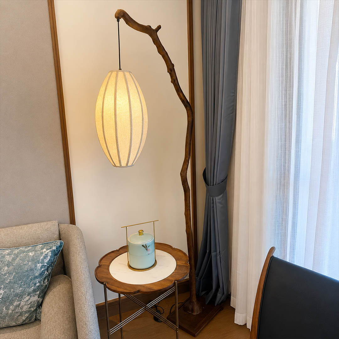 Ramo floor lamp black modern living room corner sofa side sculptural tree branch resin frame Japandi wabi-sabi organic warm ambient statement sophisticated American home lifestyle interior