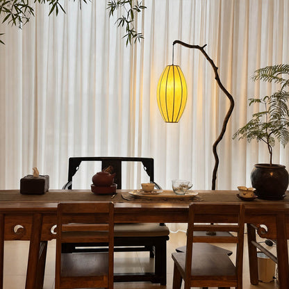 Ramo floor lamp black modern primary bedroom corner beside curtains sculptural tree branch resin frame Japandi wabi-sabi organic warm ambient serene sophisticated American home lifestyle interior