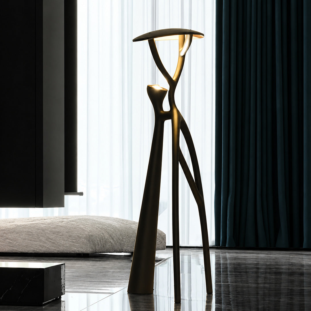 Ramo tree sculpture floor lamp anchoring an art-inspired interior as a light sculpture