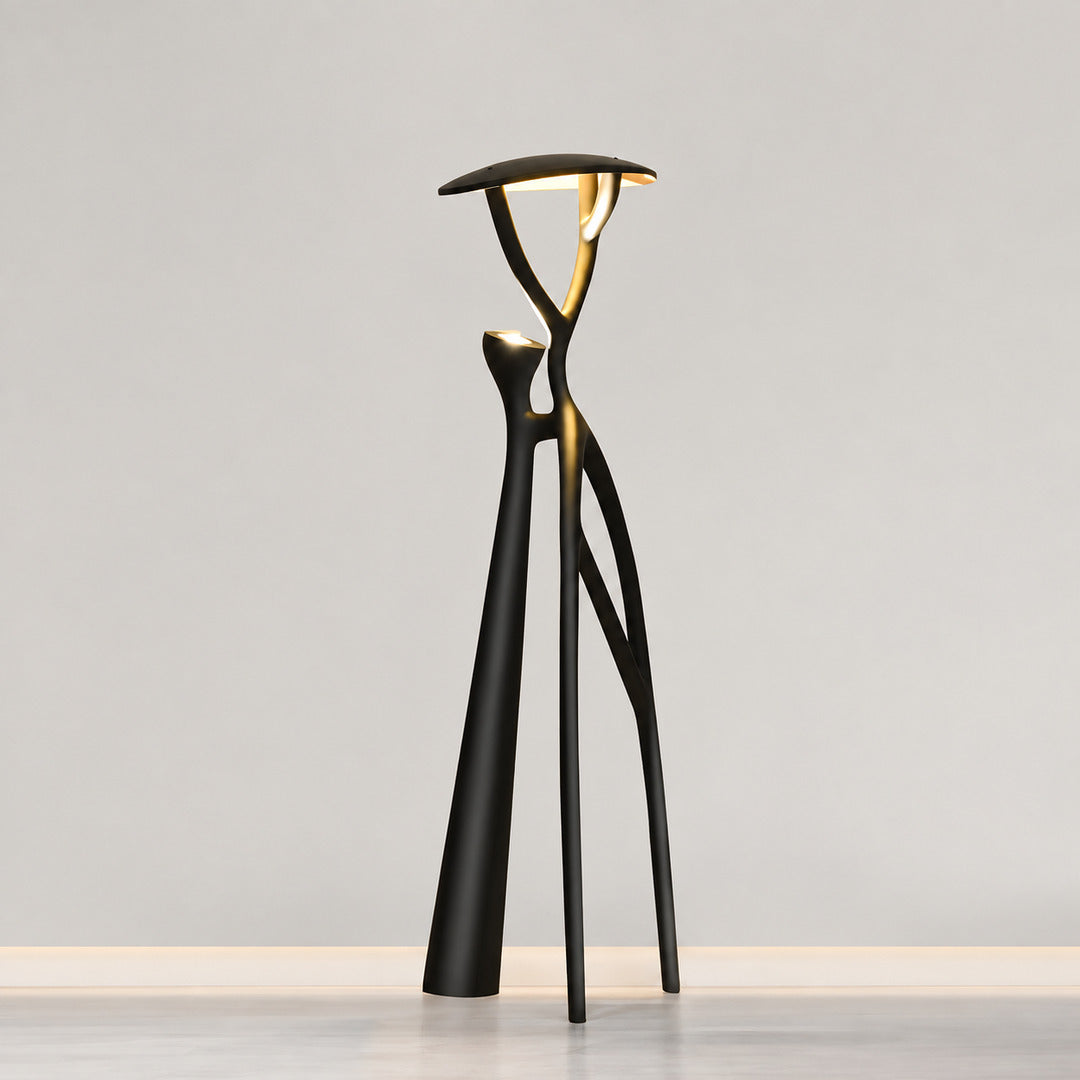 Medium 70.8-inch black Ramo tree sculpture floor lamp as a bold accent in a modern room