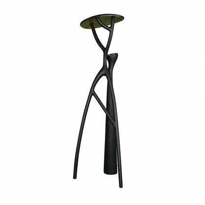 Ramo sculpture floor lamp shown as a striking tree-branch focal point both lit and unlit