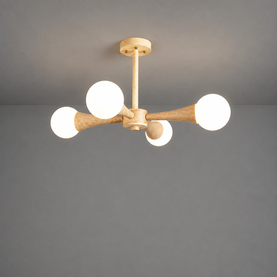 Ramo travertine chandelier four head size 26.8 inch travertine stone wood branching scale reference