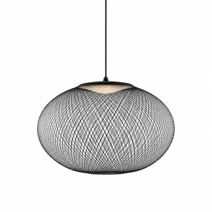 Medium 19.7-inch black Reticella mesh pendant light centered over a dining table