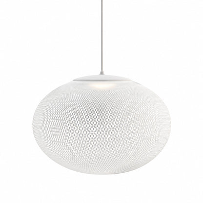 Large 27.6-inch white Reticella mesh pendant light as a statement ceiling piece in a living room