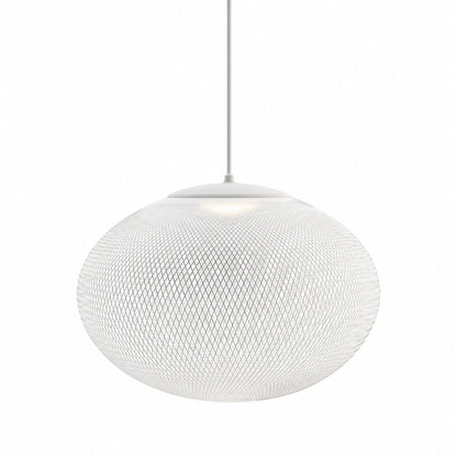 Medium 19.7-inch white Reticella mesh pendant light centered over a dining table