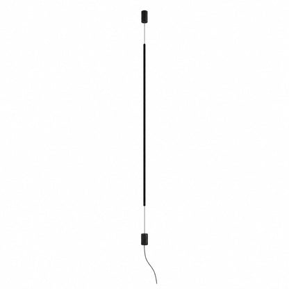 Riga floor-to-ceiling lamp with a 0.6 inch black LED tube on a slim cable from ceiling to floor on a white background