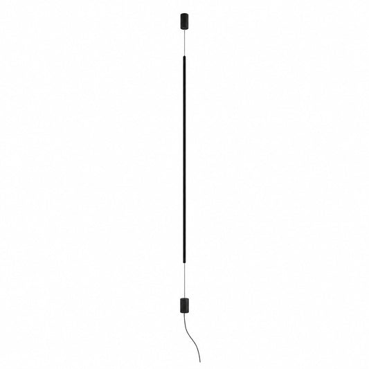 Riga floor-to-ceiling lamp with a 0.6 inch black LED tube on a slim cable from ceiling to floor on a white background