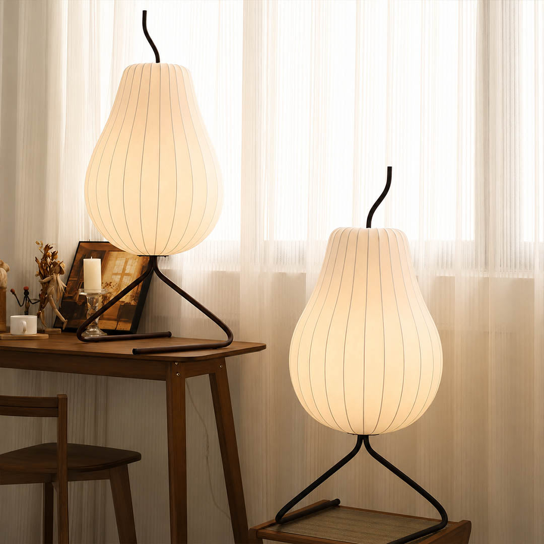 Rina silk pear table-height floor lamp modern home office desk side minimalist ambient warm glow productivity soft lifestyle interior