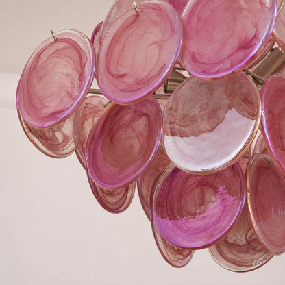 Rosalia swirling soft pink rose tones hand blown Murano glass individual unique texture natural variation detail close up authentic Italian craftsmanship