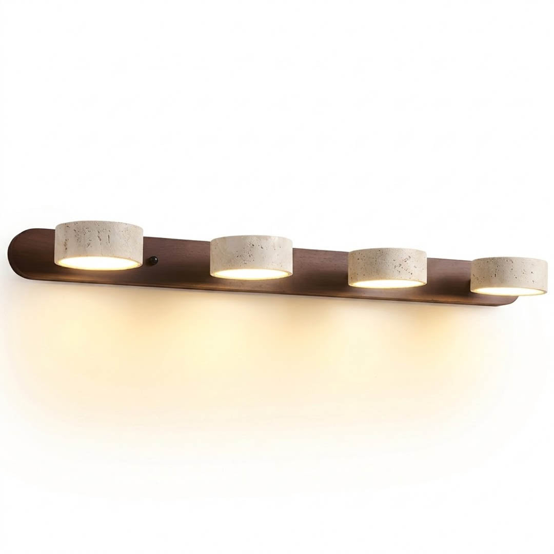 Saffron travertine vanity light 2 3 4 light configurations size comparison