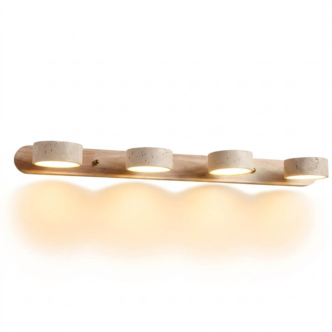 Saffron travertine vanity light 2 3 4 light configurations size comparison