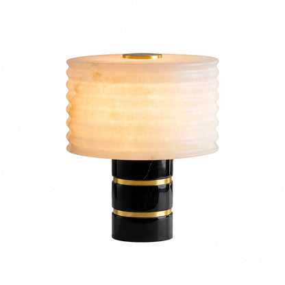 Sasso table lamp Model B with natural marble and black base
