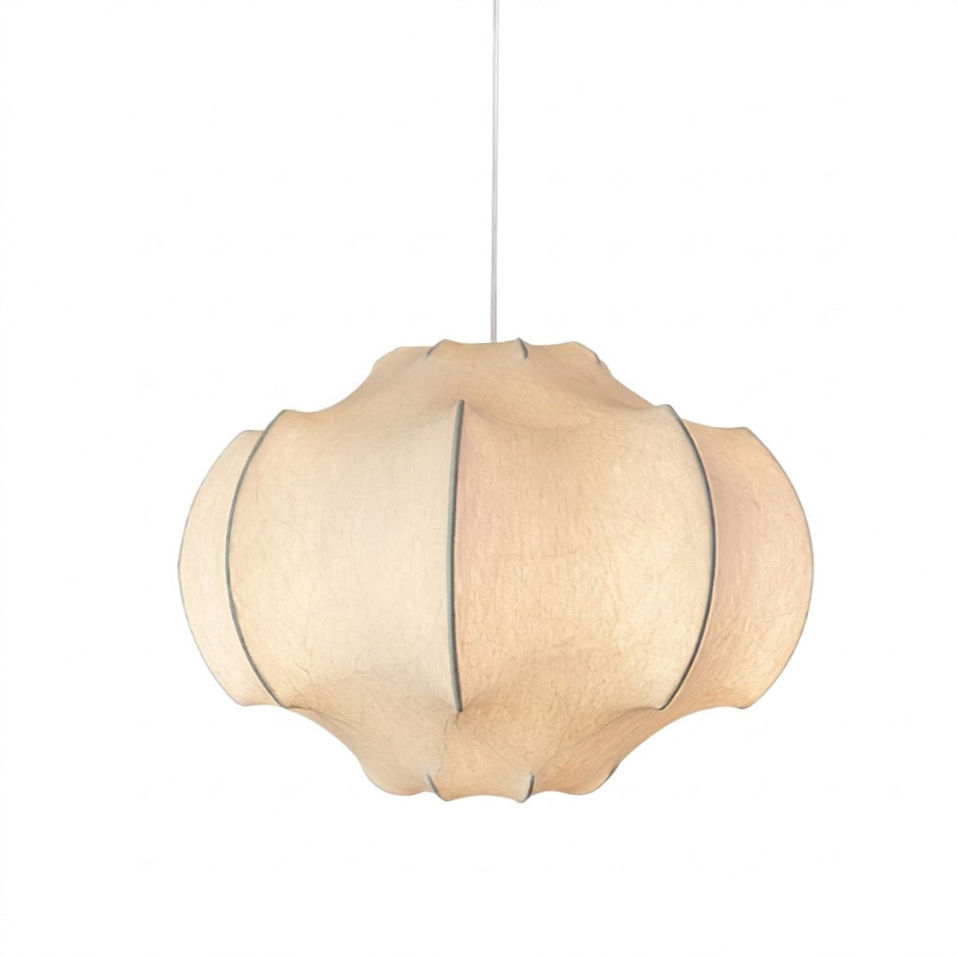 Saya silk lotus pendant 26.8 inch three light ivory silk shade white iron frame large lantern white background