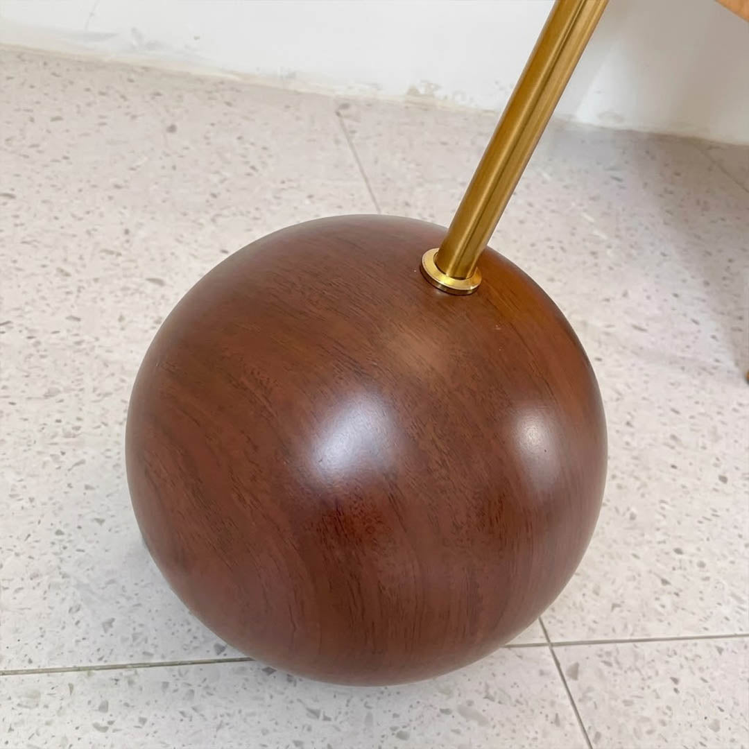 Senja floor lamp wooden sphere detail close up natural wood grain scandinavian design