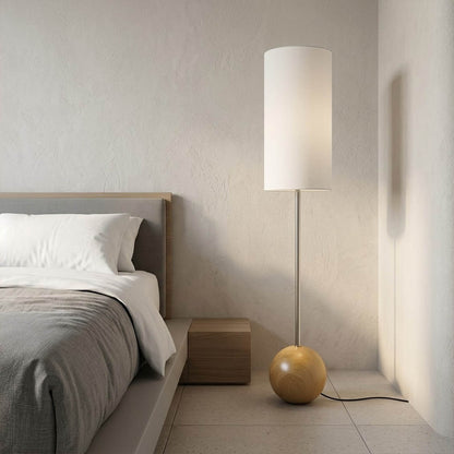 Senja wood floor lamp in bedroom corner warm ambient glow japandi interior