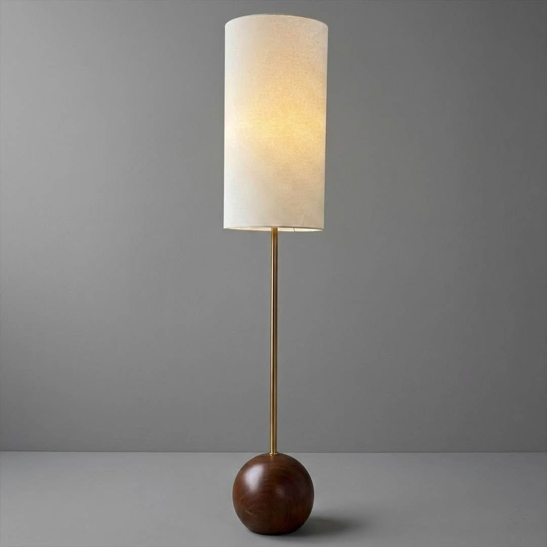 Senja wood floor lamp in bedroom corner warm ambient glow japandi interior