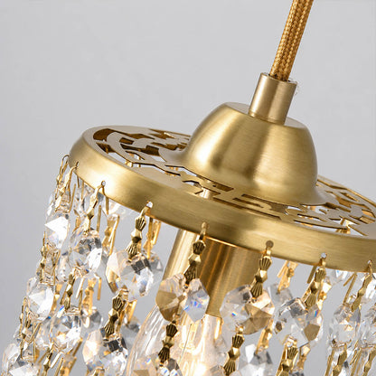 Serafino cascade pendant adjustable brass finish hanging chain 19.7 inch ceiling canopy hardwired detail close up hardware